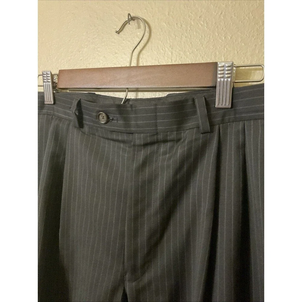 Lauren Ralph Lauren Men’s Black Pinstripe Single Breasted Suit 42L Pants 33 X32